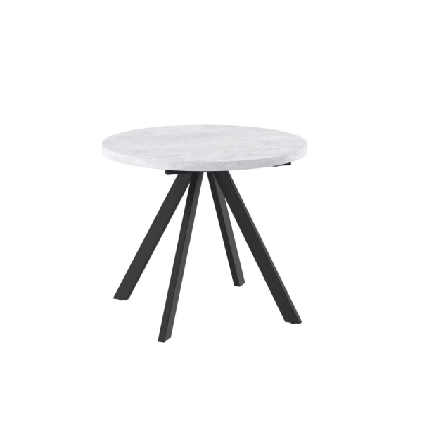 Стол RONDO-90, круглый раздвижной 90(125), СЕРЫЙ СЛАНЕЦ/ЧЕРНЫЙ